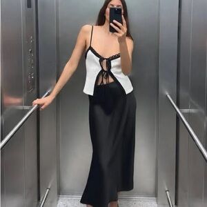 Zara Satin Black Skirt